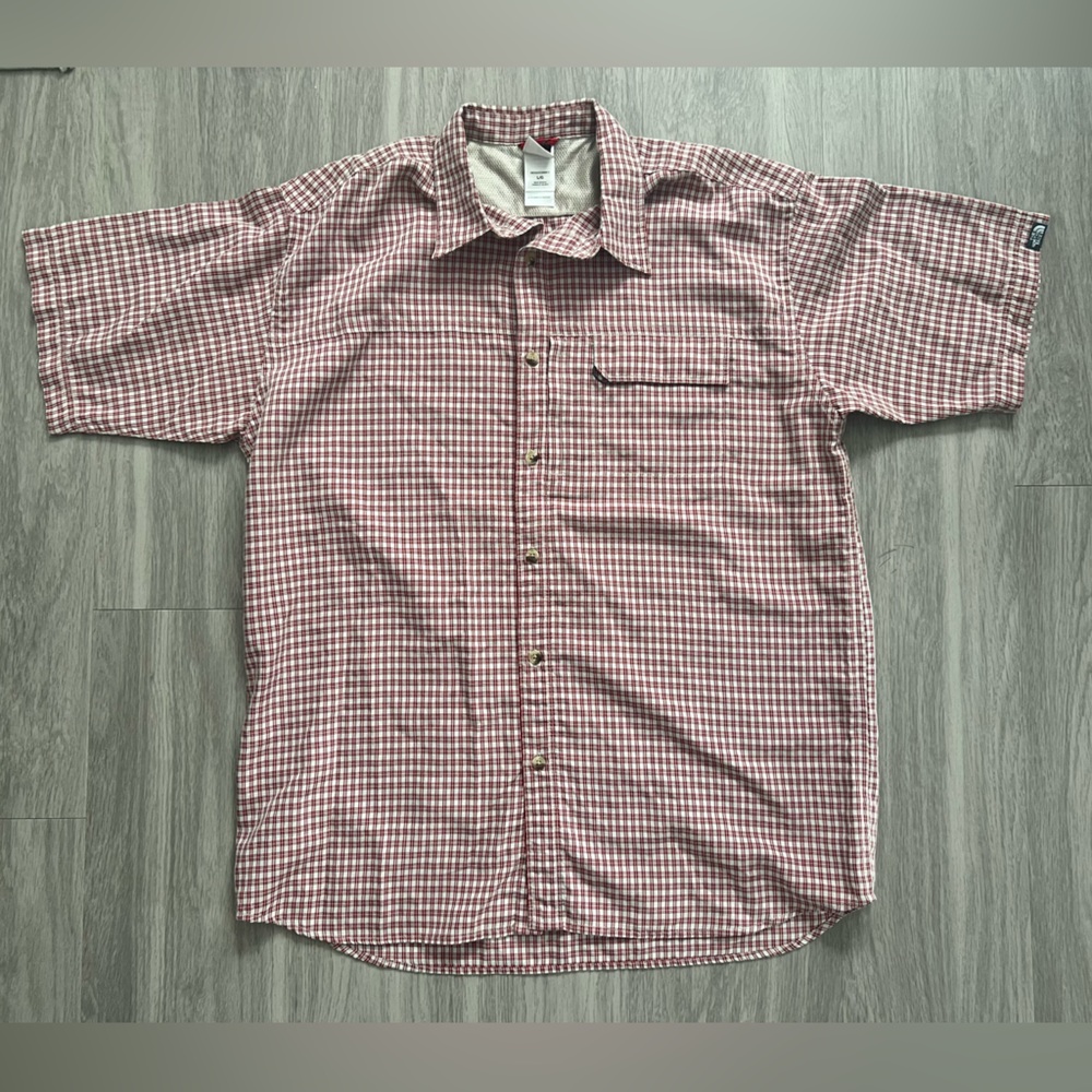 The North Face Men’s Large Red Plaid Check Short Sleeve Button Down Shirt